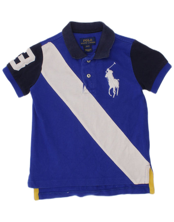 Polo Ralph Lauren Baby-Jungen-Rugby-Poloshirt, 18–24 Monate, blaues Farbblockdesign