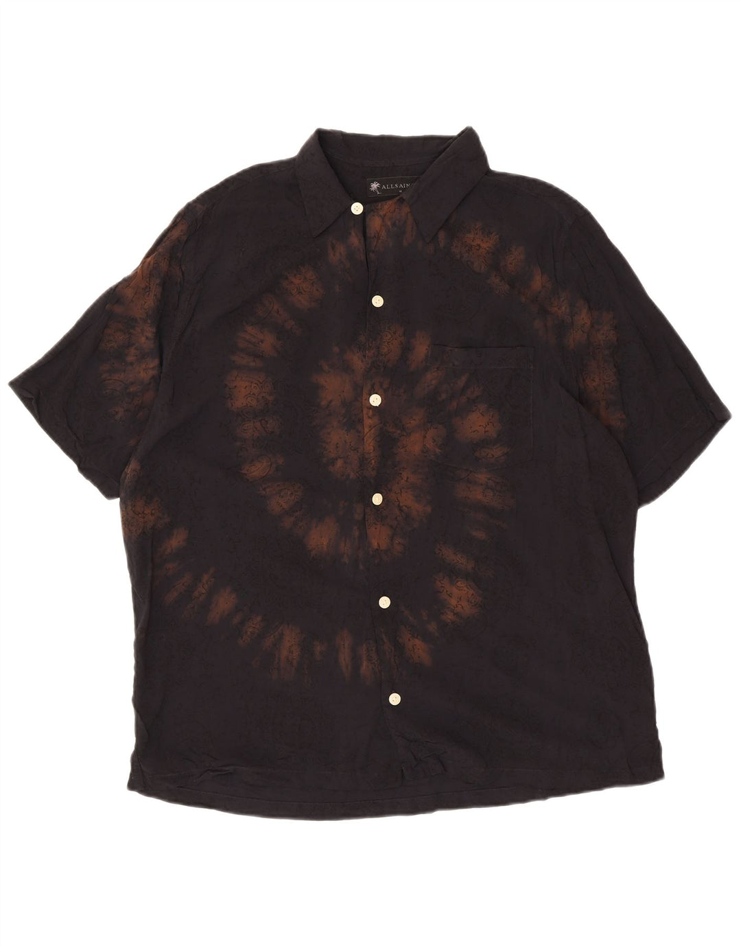 ALL SAINTS Herren Relaxed Fit Kurzarmhemd Medium Black Tie Dye