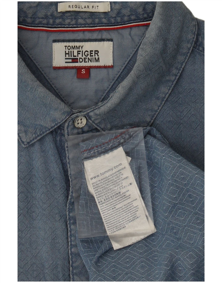 Tommy Hilfiger Herren-Hemd mit normaler Passform, klein, blau, geometrisch, Baumwolle
