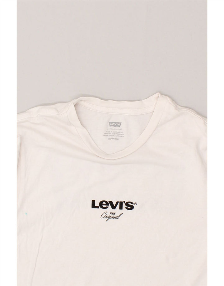 LEVI'S Mens Graphic T-Shirt Top XS White Vintage Levi's and Second-Hand Levi's from Messina Hembry 