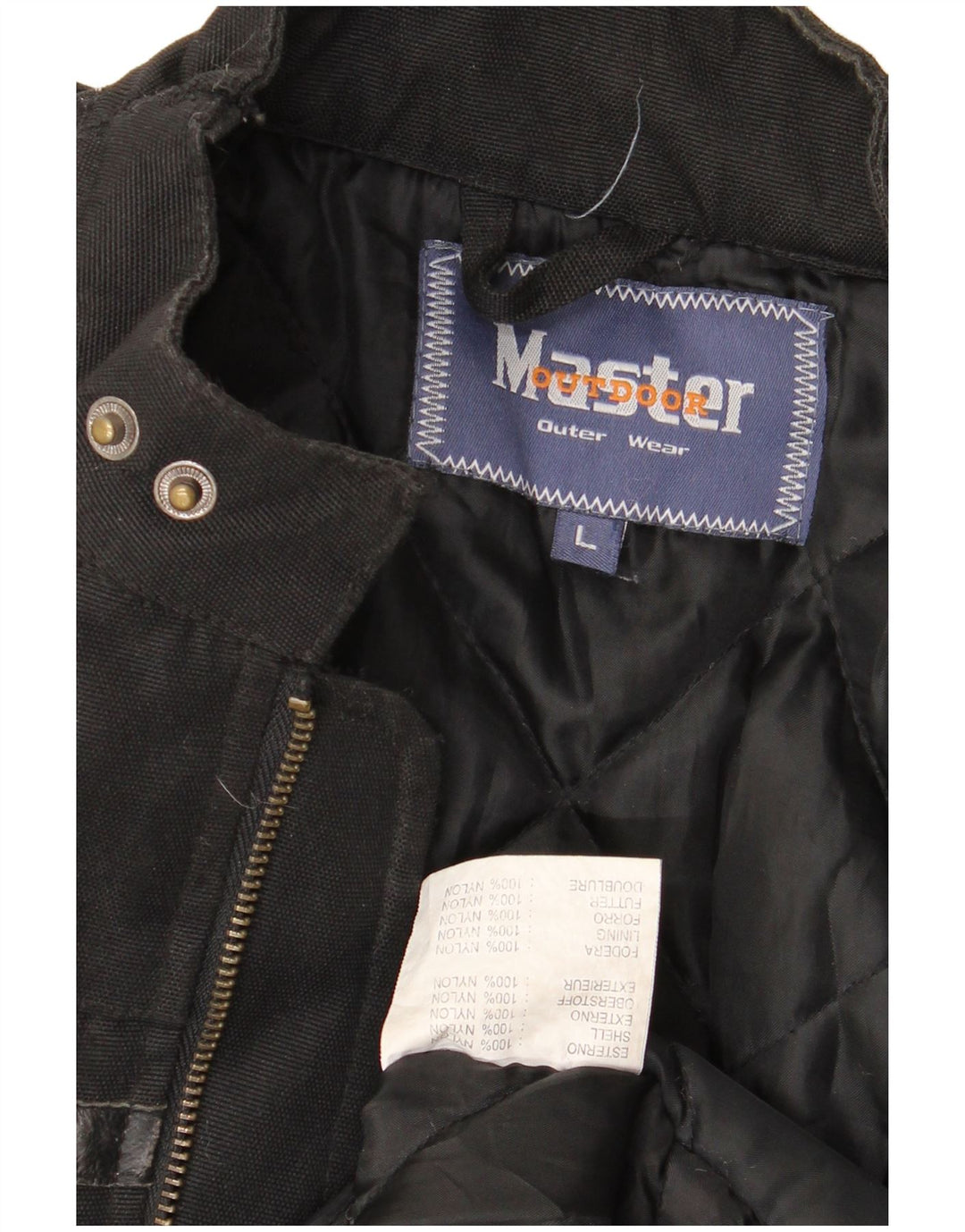 Master Herren-Bikerjacke mit Grafik, UK 40, Größe L, schwarzes Nylon