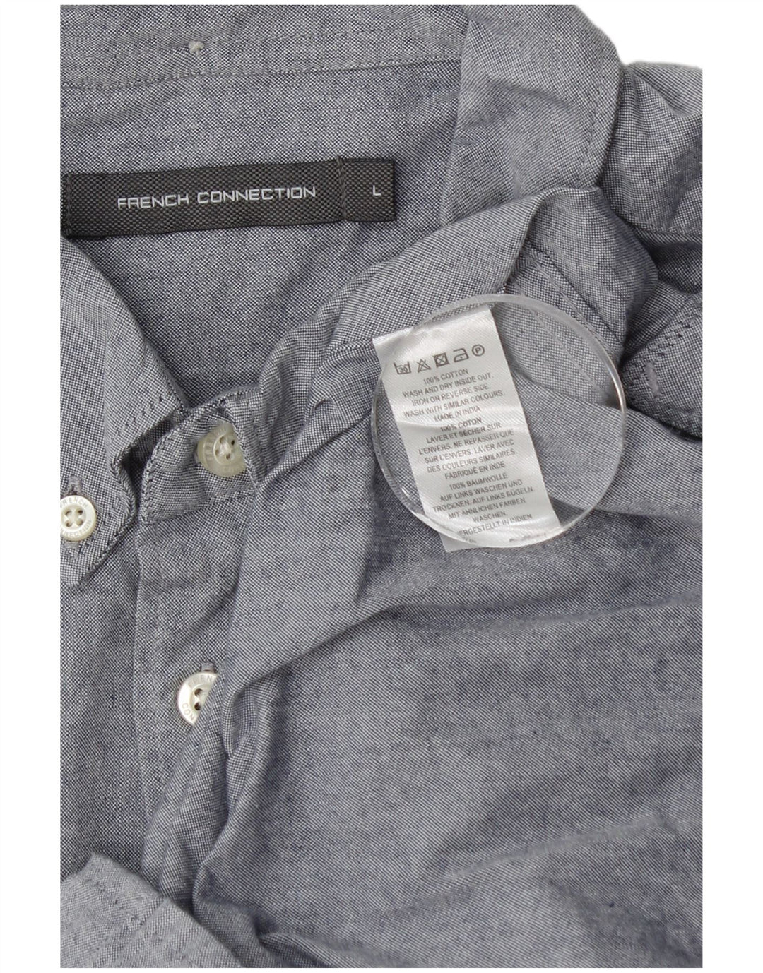 French Connection Herren-Hemd, groß, aus blauer Baumwolle