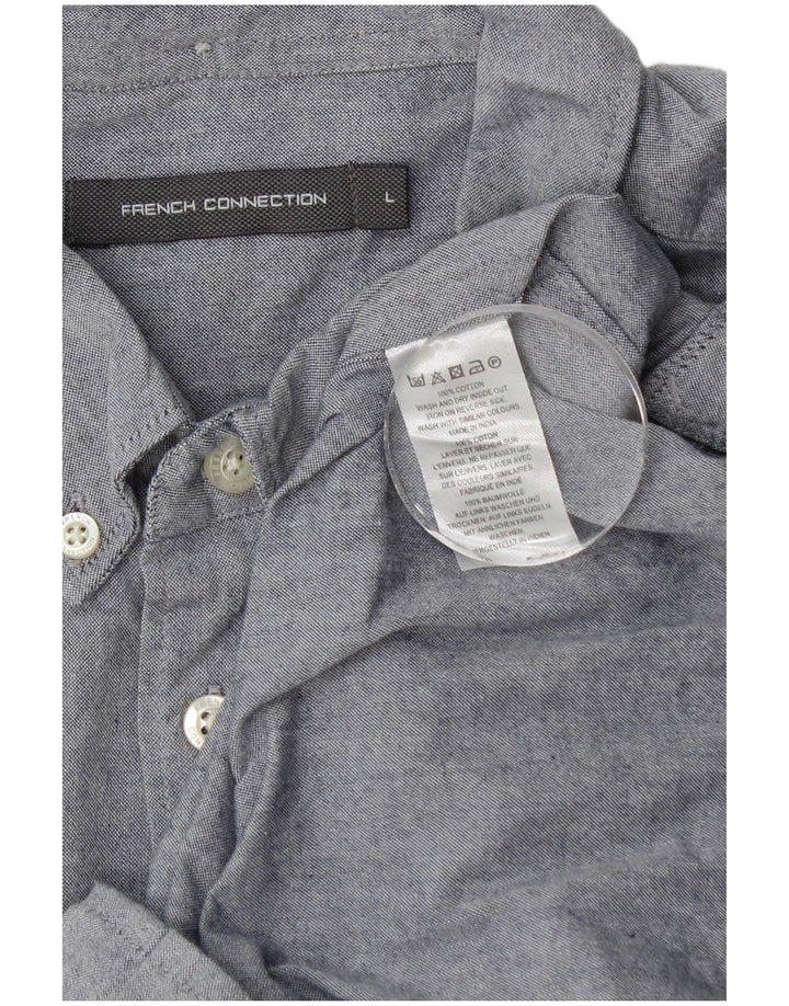 French Connection Herren-Hemd, groß, aus blauer Baumwolle