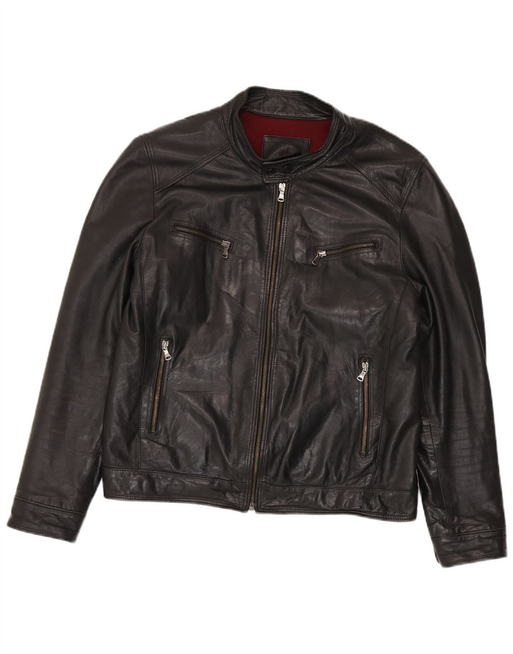Vintage Herren Lederjacke IT 54 XL Schwarz