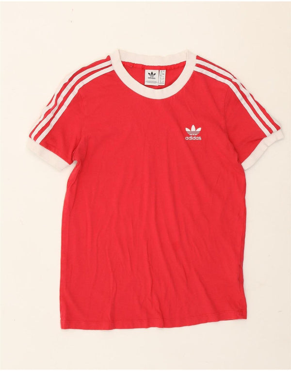 Adidas Damen Regular Fit T-Shirt Top UK 12 Mittelrosa Baumwolle