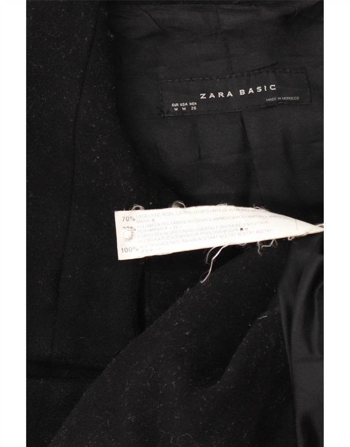 Zara Damen Pea Coat UK 12 Mittelschwarze Wolle
