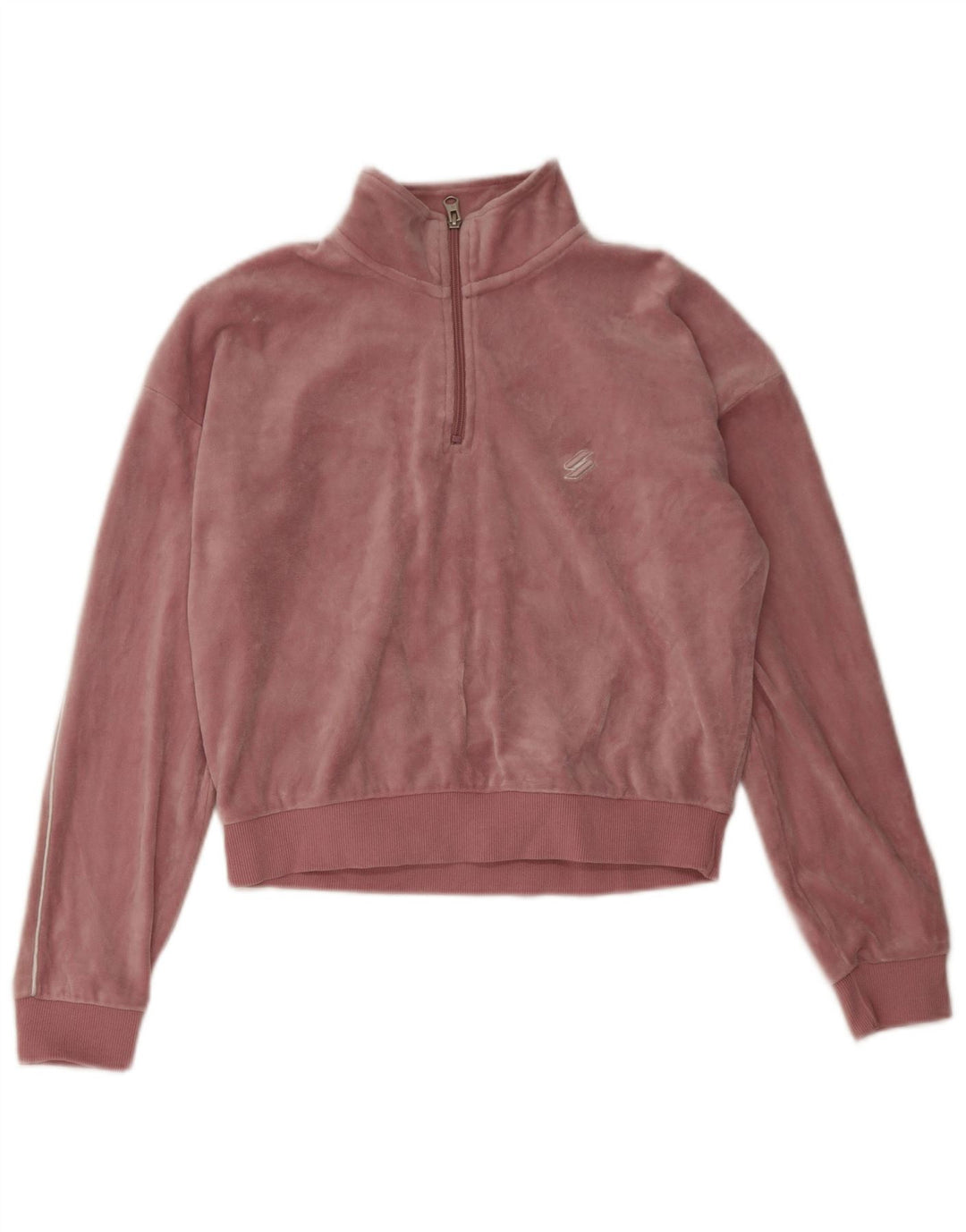 Superdry Damen-Sweatshirt-Pullover aus Velours, übergroß, mit Reißverschluss, Gr. 8, Rosa