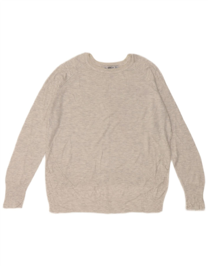 Zara Damen-Pullover mit U-Boot-Ausschnitt, Gr. 14, Mittelgrau