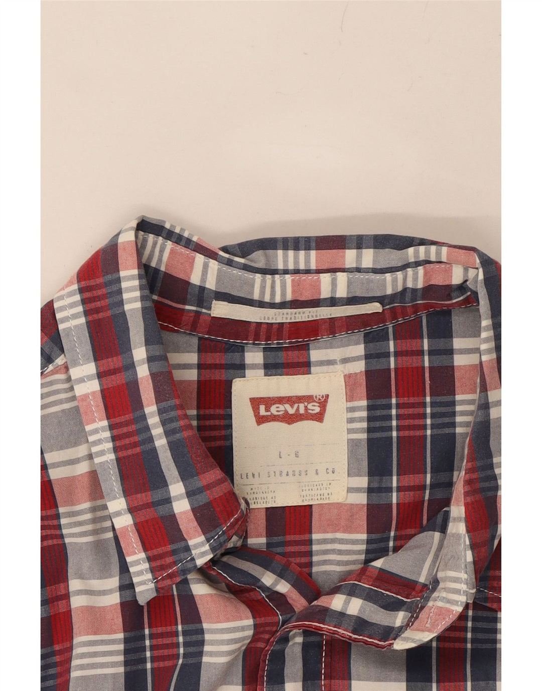 LEVI'S Mens Shirt Large Red Check Cotton Vintage Levi's and Second-Hand Levi's from Messina Hembry 