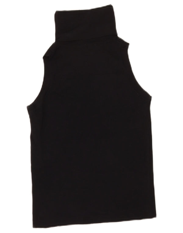 Zara Damen Crop Vest Top UK 12 Mittelschwarze Viskose