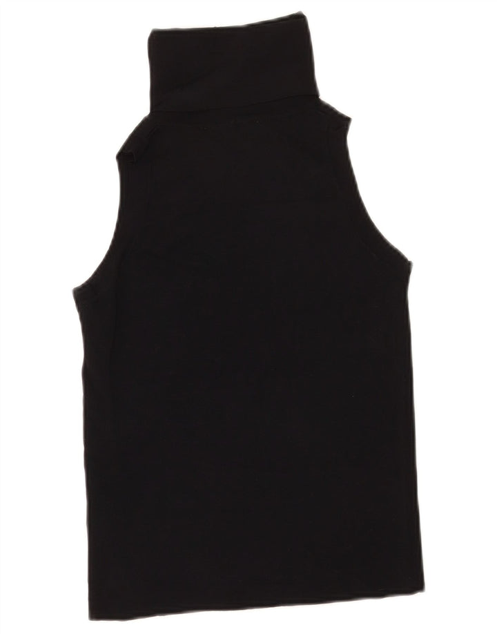 Zara Damen Crop Vest Top UK 12 Mittelschwarze Viskose
