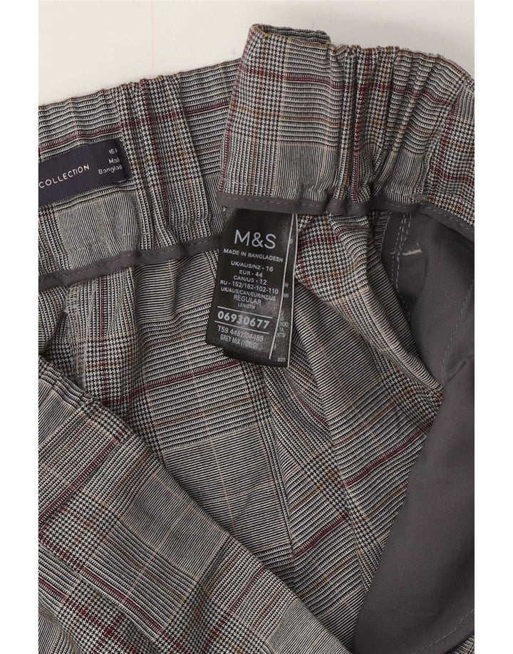 Marks & Spencer Damen Freizeithose UK 16 Large W38 L31 Grau kariert
