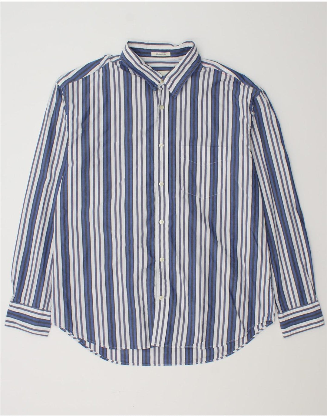 Gant Herren-Hemd mit entspannter Passform, Größe 39/40, mittelblau gestreift, Baumwolle