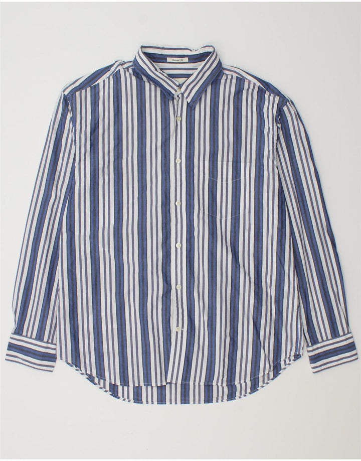 Gant Herren-Hemd mit entspannter Passform, Größe 39/40, mittelblau gestreift, Baumwolle