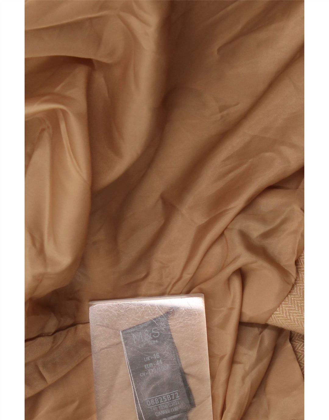 Marks & Spencer Damenmantel UK 16 Large Beige Herringbone Polyester