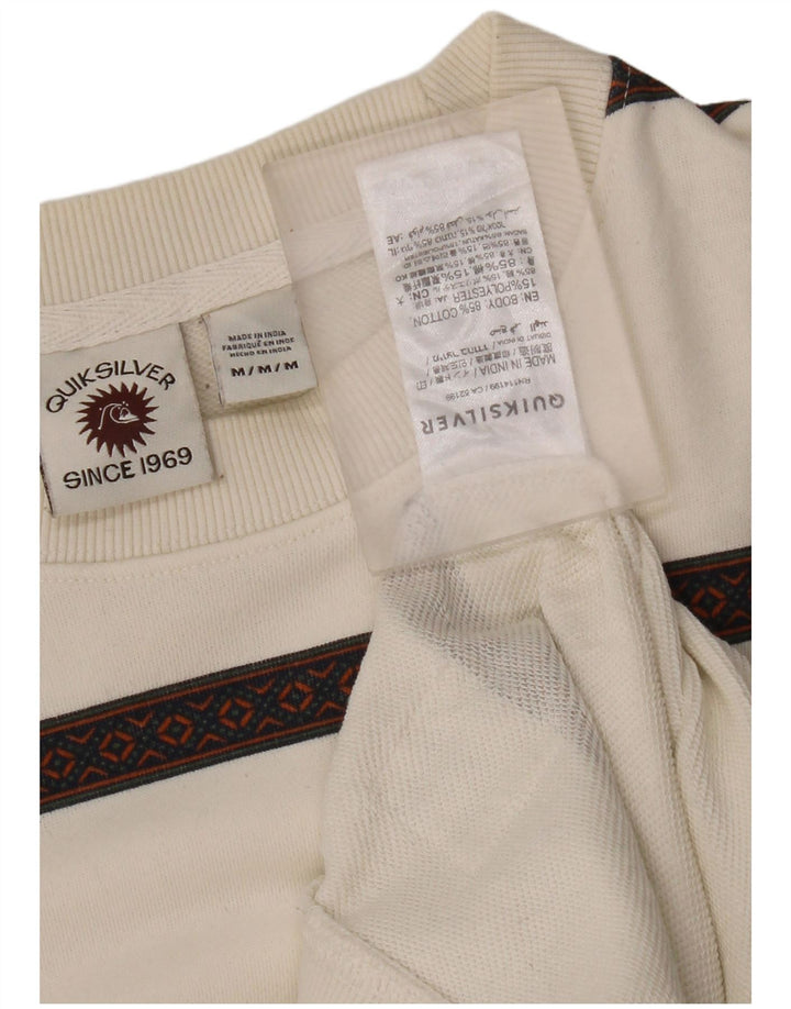 Quiksilver Herren-Sweatshirt-Pullover aus mittelweiß gestreifter Baumwolle