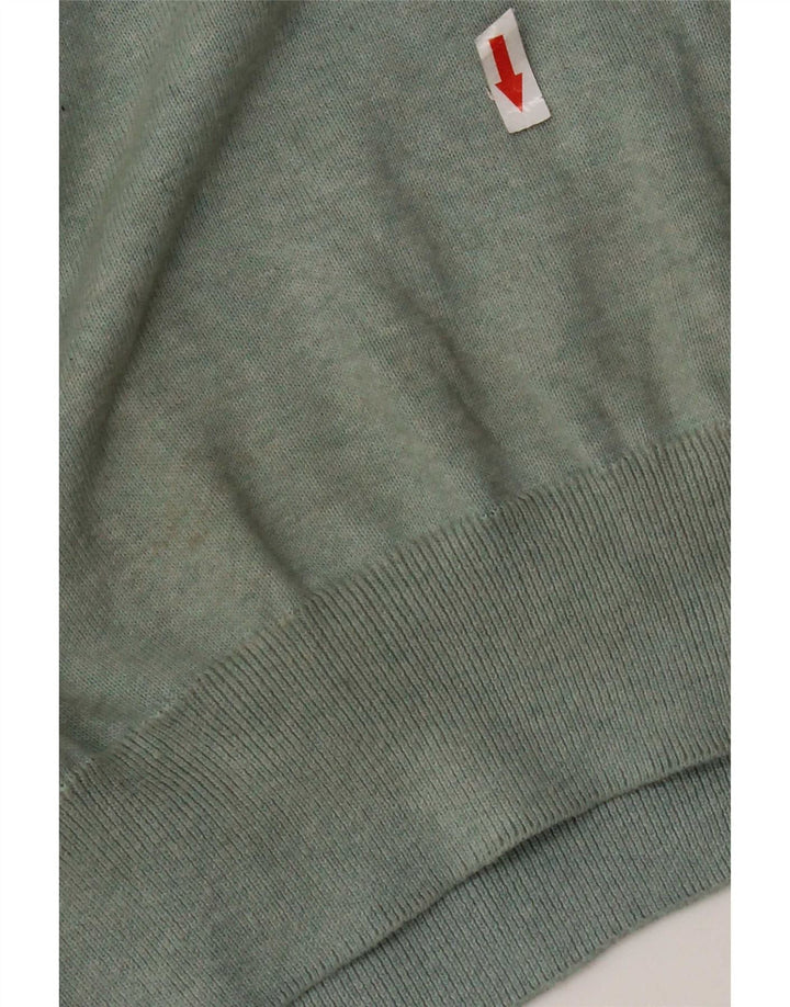 Marks & Spencer Herren-Pullover mit U-Boot-Ausschnitt, mittelgrüne Baumwolle