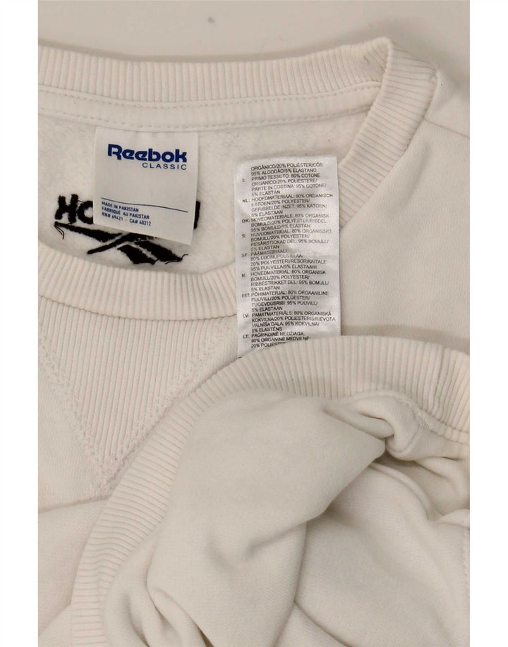 Reebok Womens Graphic Crop Sweatshirt Pullover UK 8/10 Small Weiß Polyester