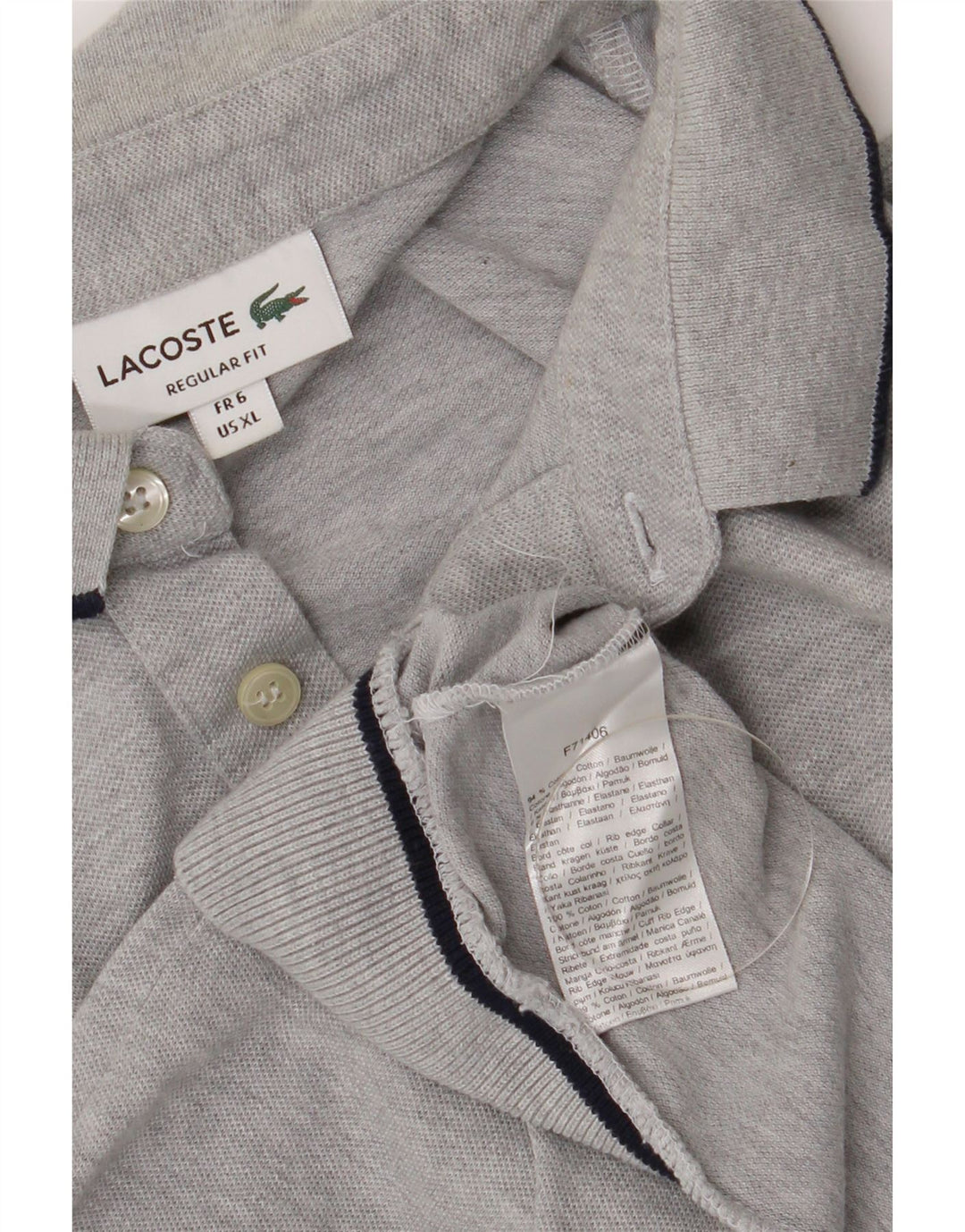 Lacoste Herren-Poloshirt mit normaler Passform, Größe 6 XL, graue Baumwolle
