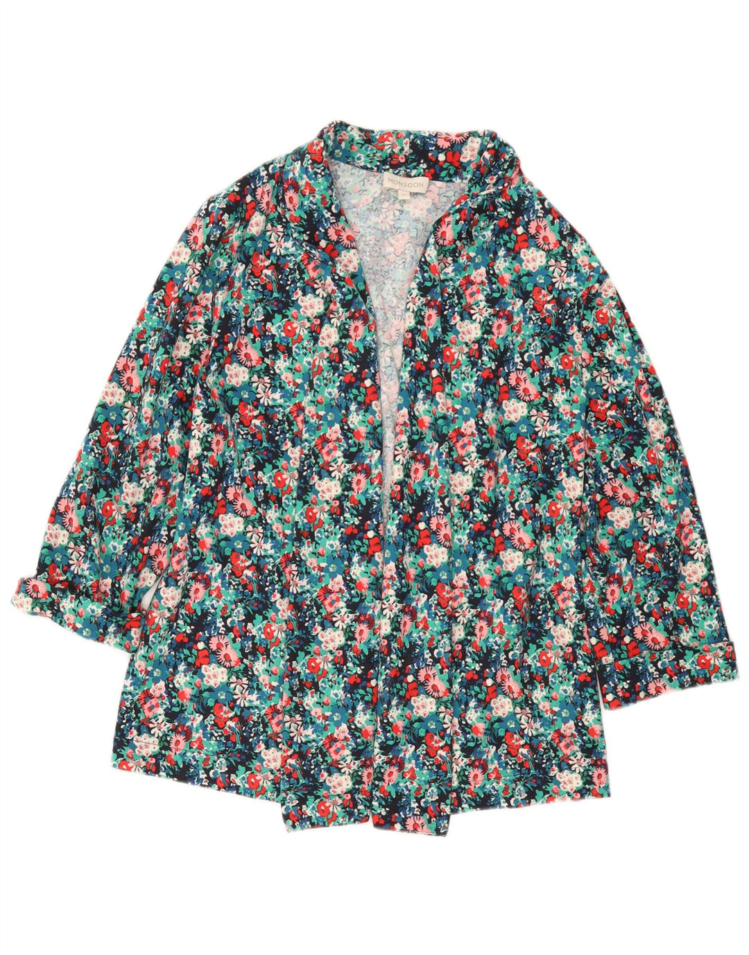MONSOON Offene Damen-Blazerjacke, Größe M, mehrfarbig, Blumenmuster, UK 14