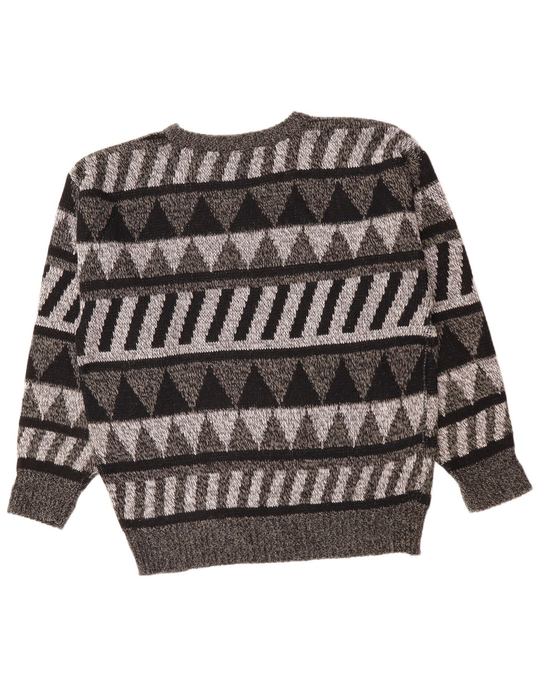 Vintage Herren Pullover mit Rundhalsausschnitt, Größe 52, groß, grau, geometrisch