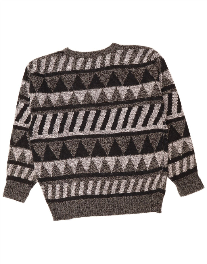 Vintage Herren Pullover mit Rundhalsausschnitt, Größe 52, groß, grau, geometrisch