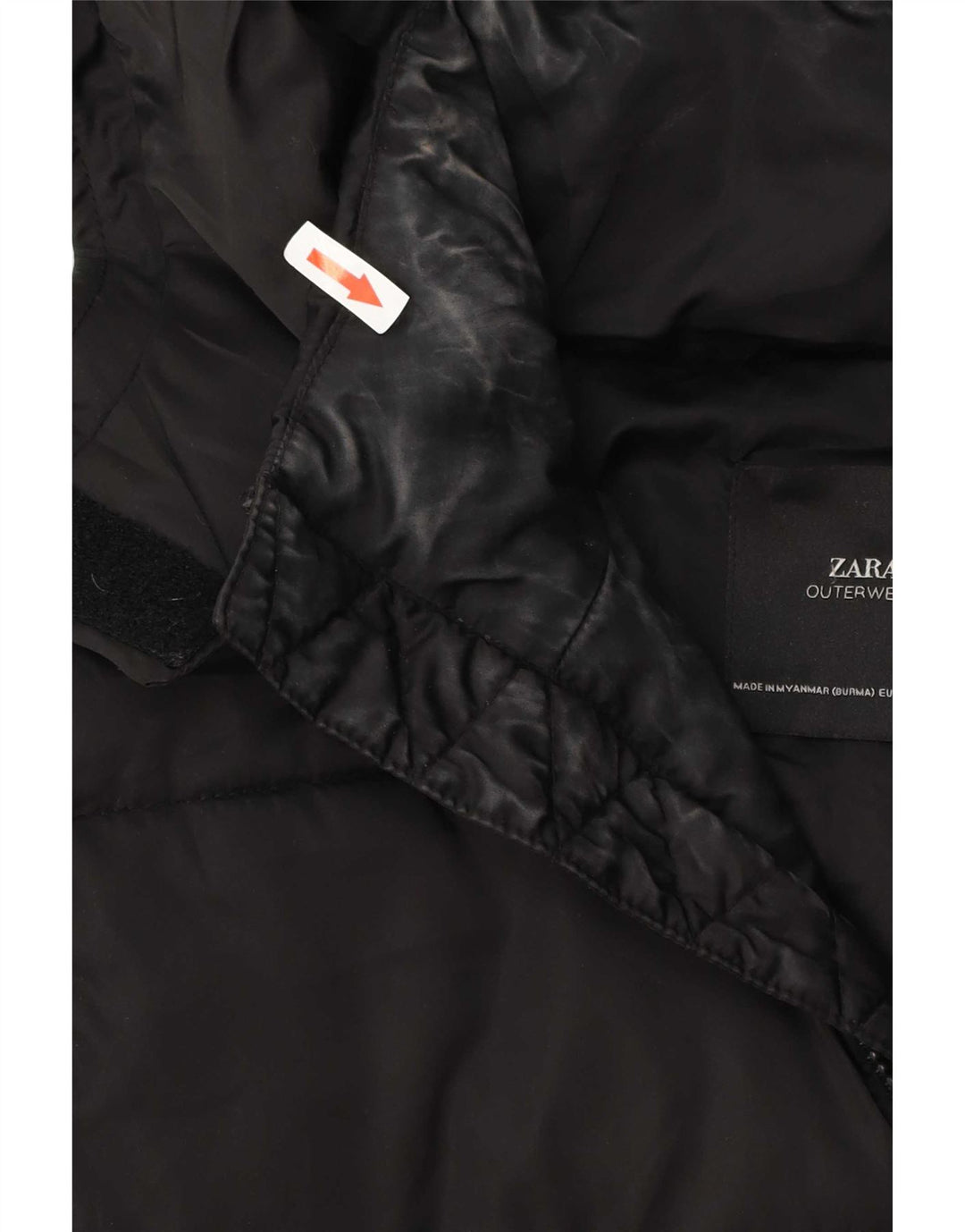 Zara Damen Übergroße, gepolsterte Anorakjacke mit Kapuze, UK 10, Größe S, Schwarz