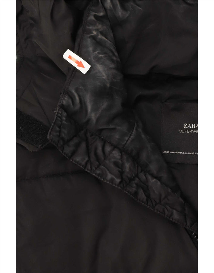 Zara Damen Übergroße, gepolsterte Anorakjacke mit Kapuze, UK 10, Größe S, Schwarz
