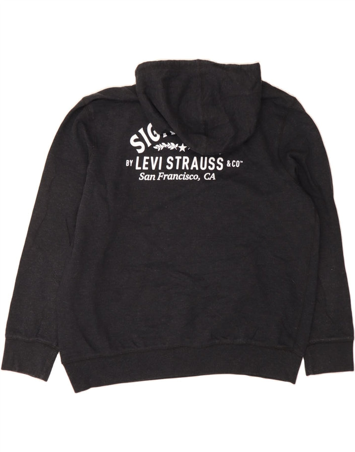 LEVI'S Mens Graphic Hoodie Jumper Medium Grey Cotton Vintage Levi's and Second-Hand Levi's from Messina Hembry 