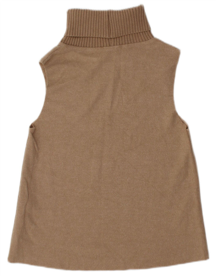 Zara Damen Weste Tank Top UK 10 Small Braune Baumwolle