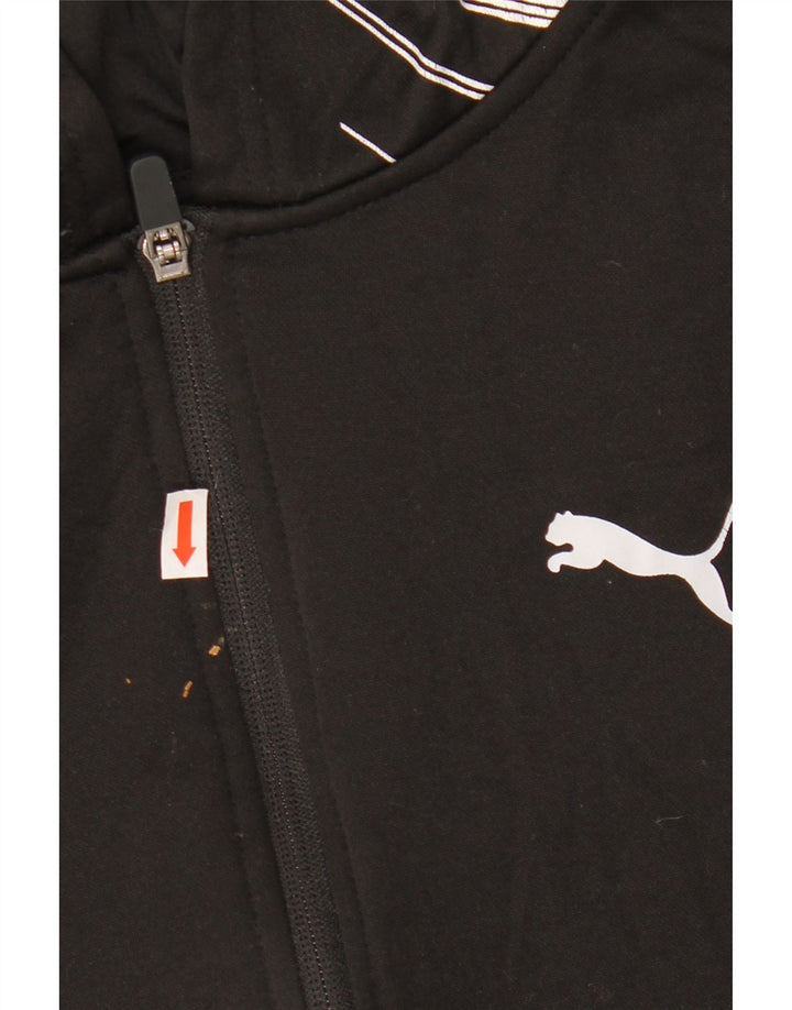 PUMA Jungen Kapuzenpullover mit grafischem Reißverschluss, 10–11 Jahre, mittelschwarzes Polyester