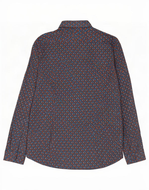 Ted Baker Herrenhemd Größe 6 2XL Marineblaue geometrische Baumwolle