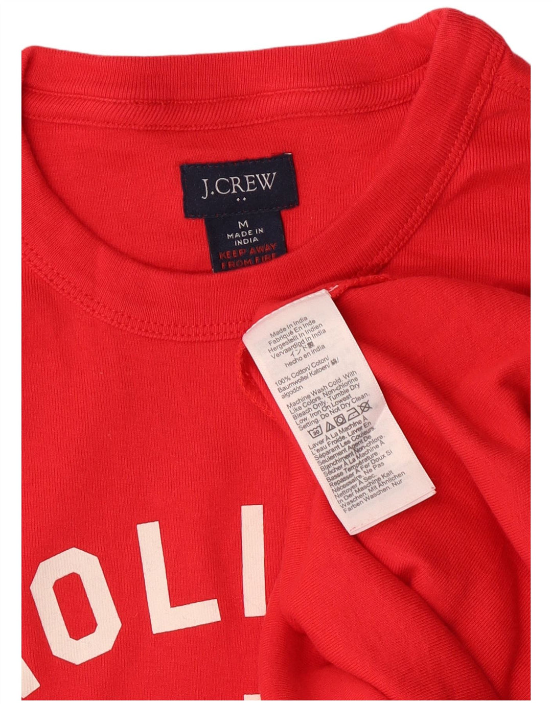 J. Crew Herren Grafik-Oberteil, langärmelig, Mittelrot, Baumwolle