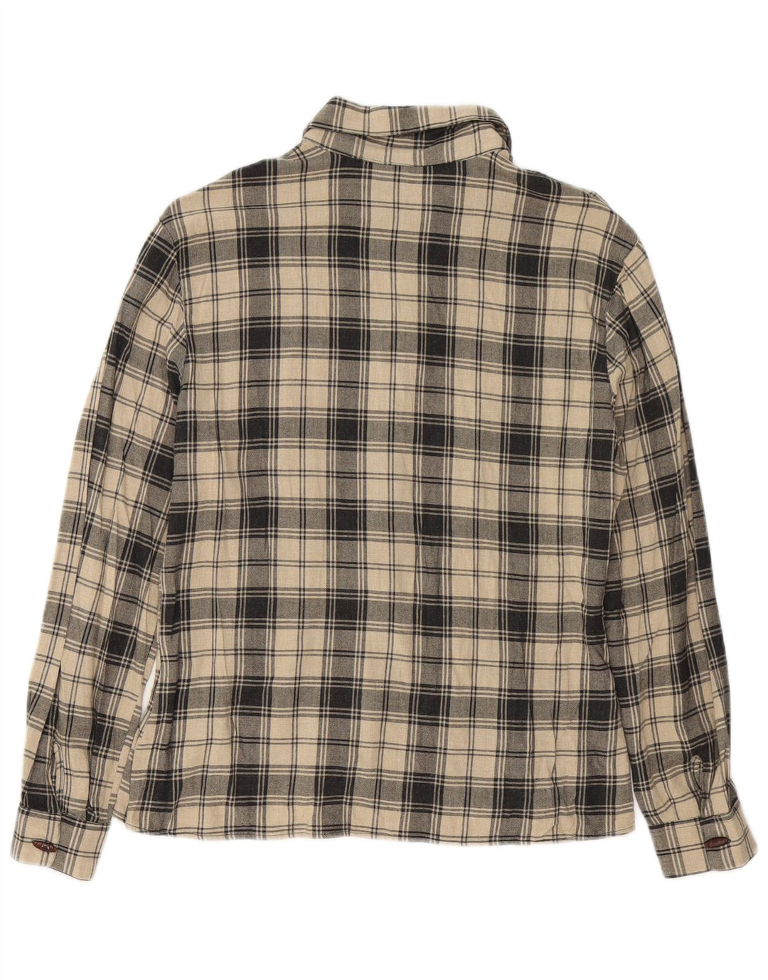Benetton Damen-Hemd IT 44 Mittelbeige karierte Viskose