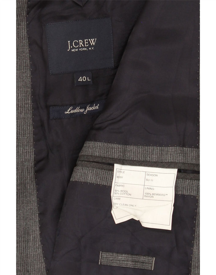 J. CREW Mens Longline 2 Button Blazer Jacket UK 40 Large Grey Wool Vintage J. Crew and Second-Hand J. Crew from Messina Hembry 