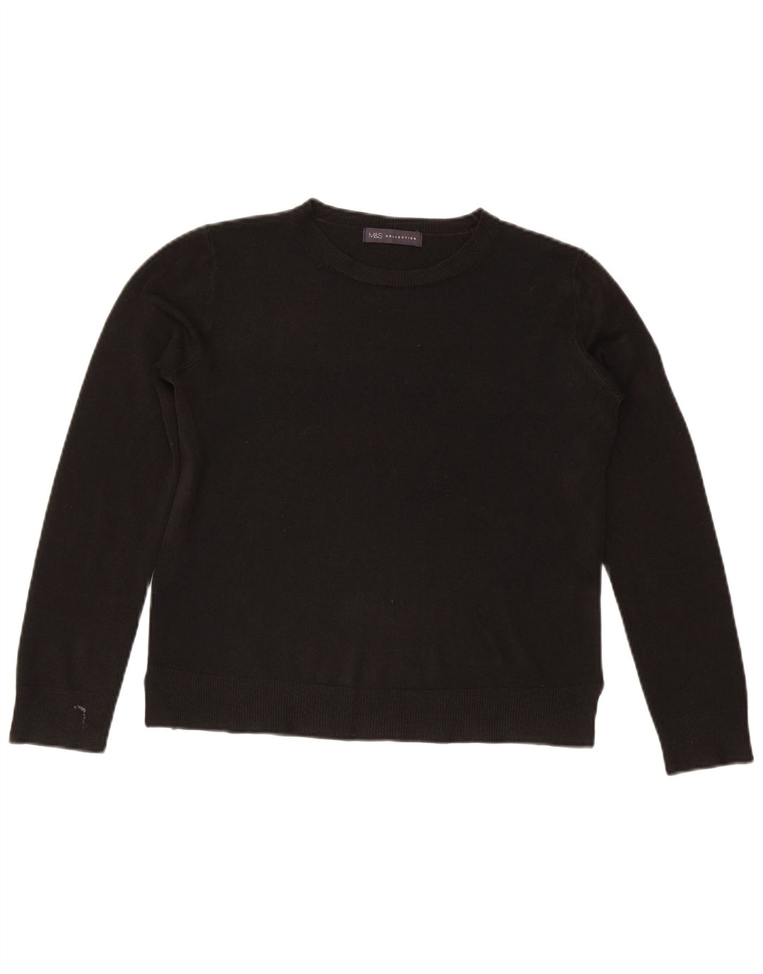 Marks & Spencer Damen-Pullover mit Rundhalsausschnitt, Gr. 14, Mittelschwarz, Acryl