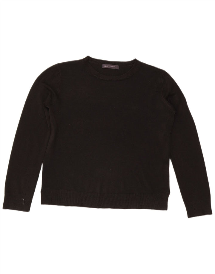 Marks & Spencer Damen-Pullover mit Rundhalsausschnitt, Gr. 14, Mittelschwarz, Acryl