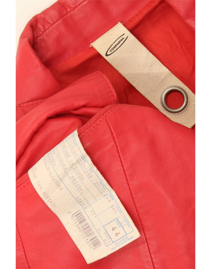 Compagnia Damen 2-Knopf-Lederblazer IT 44 Mittelrotes Leder