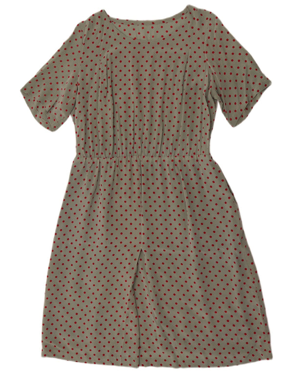 Vintage Damen A-Linie Kleid UK 18 XL Grün gefleckt