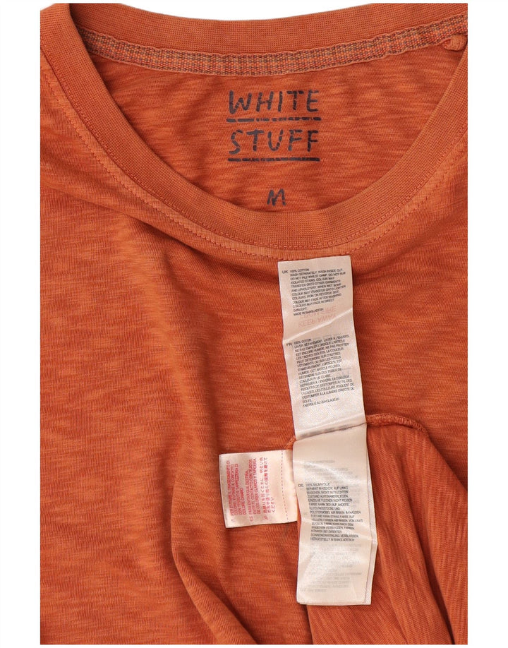 WHITE STUFF Herren-T-Shirt-Oberteil aus mittelorange gesprenkelter Baumwolle