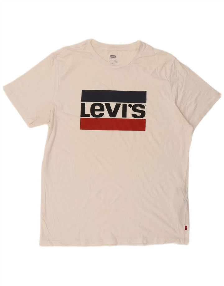 LEVI'S Herren-T-Shirt mit Grafik, Größe L, aus weißer Baumwolle