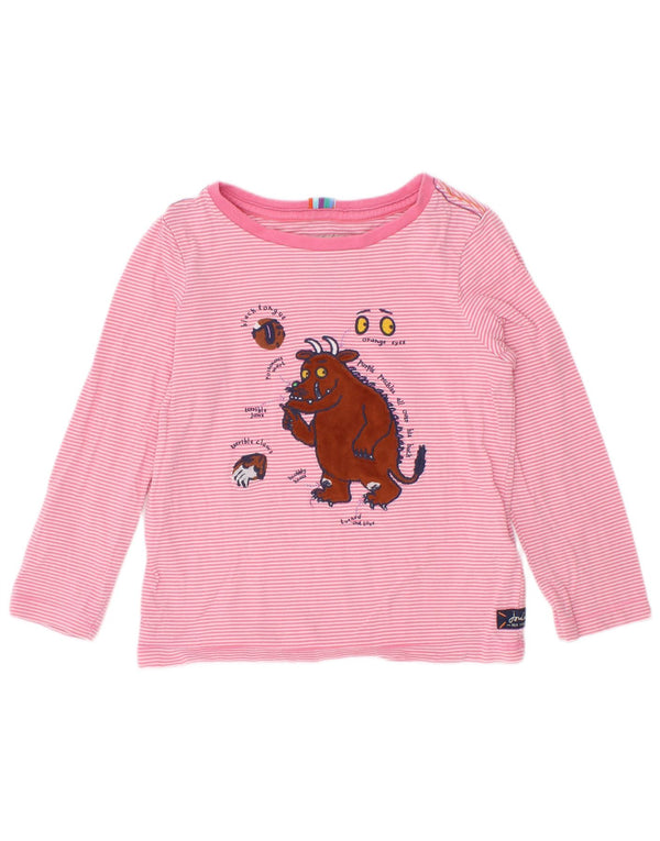 Joules Mädchen-Top mit Grafik, langärmlig, 2–3 Jahre, Rosa, Nadelstreifen, Baumwolle