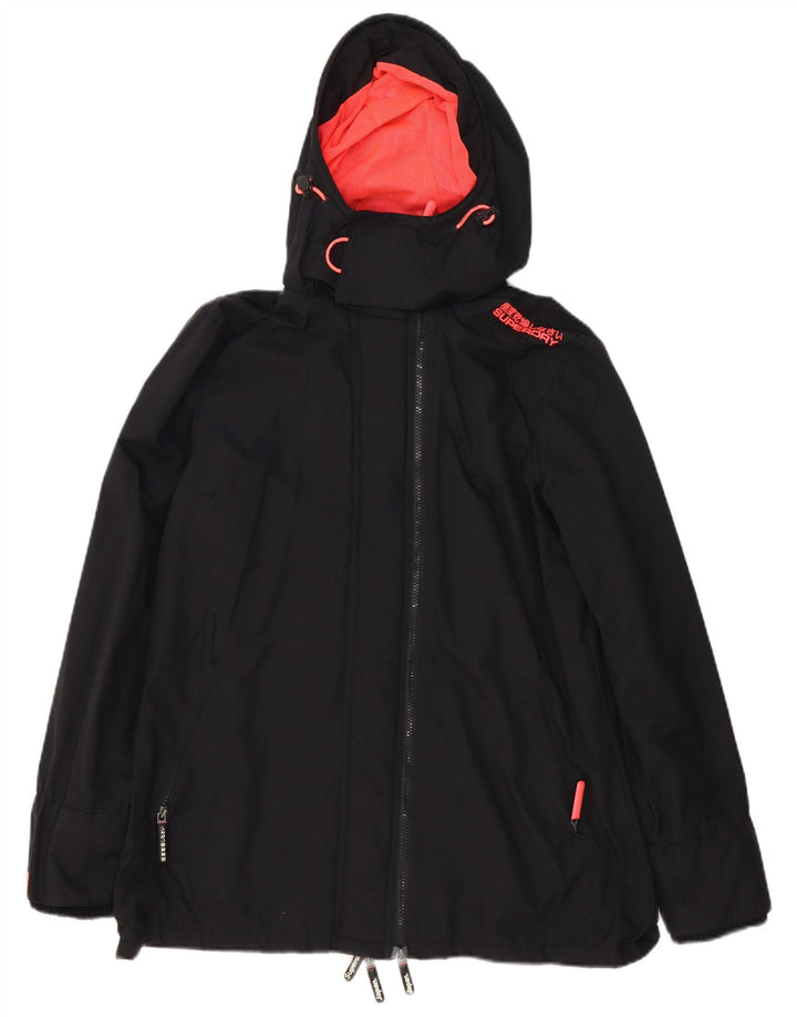 Superdry Damen The Windmac Hooded Rain Jacket UK 18 XL Schwarz Polyester