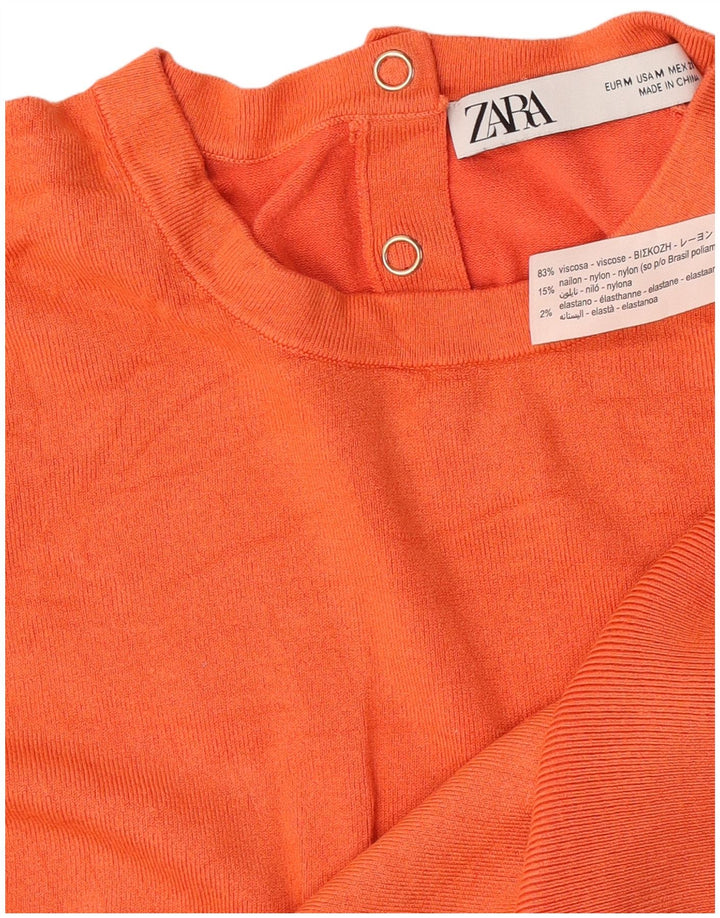 Zara Damen Weste Tank Top UK 14 Medium Orange Viskose
