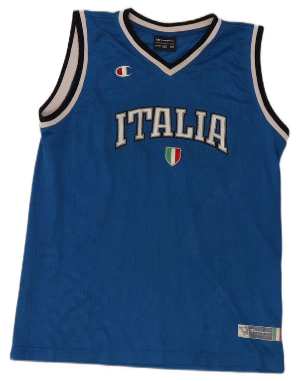 Champion Italia Grafik-Trägershirt für Jungen, 13–14 Jahre, XL, blaues Polyester