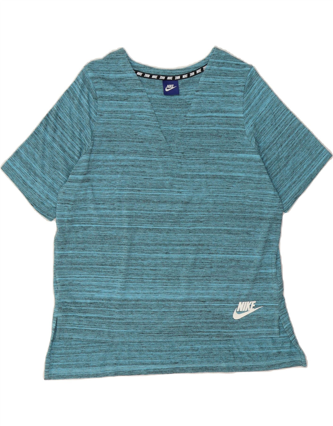 NIKE Womens T-Shirt Top UK 14 Medium Blue Flecked Viscose Vintage Nike and Second-Hand Nike from Messina Hembry 