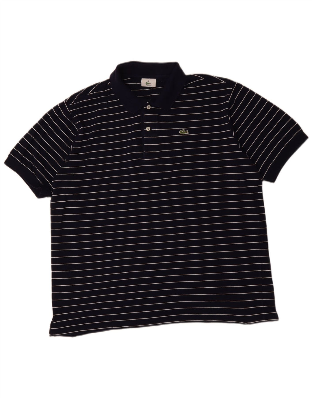 Lacoste Herren Poloshirt Größe 7 2XL Marineblau gestreift