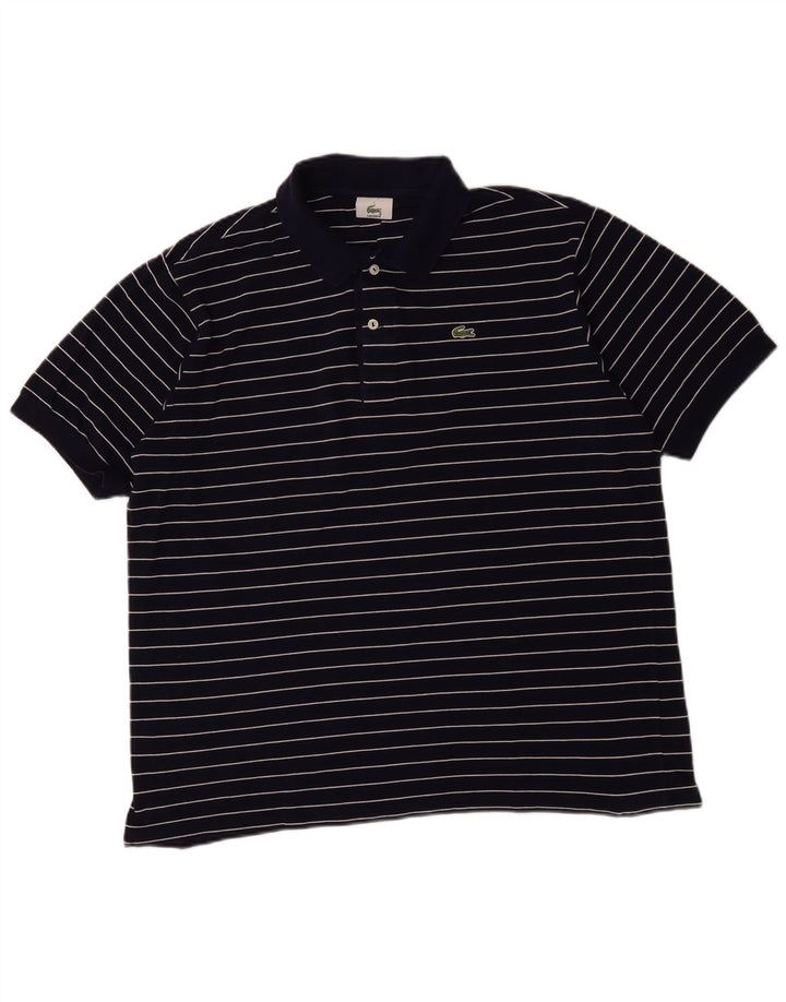 Lacoste Herren Poloshirt Größe 7 2XL Marineblau gestreift