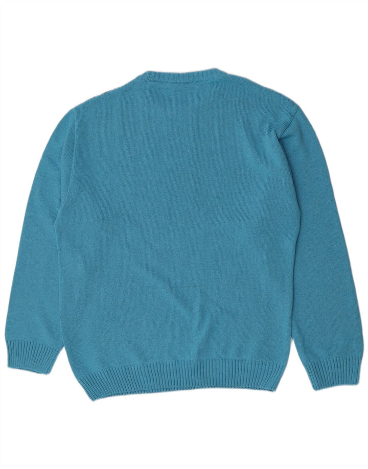 Gixan Herren-Pullover mit Rundhalsausschnitt, reguläre Passform, IT 50, mittelblau gestreift