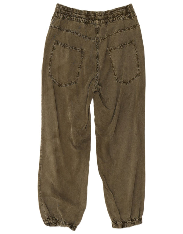 Zara Damen Joggers, kurze Jeans, Größe S, W26, L25, Khaki, Viskose